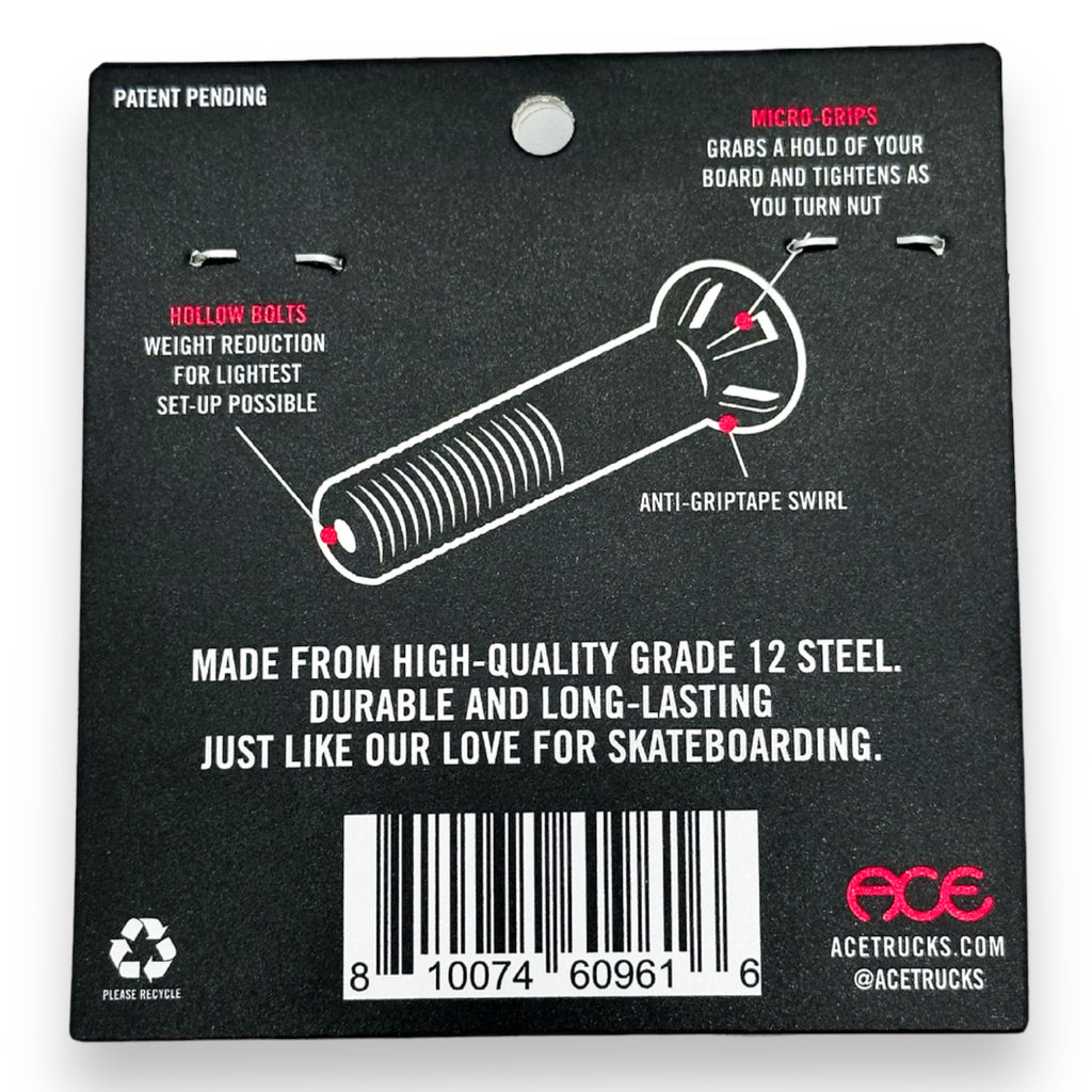 Ace Hollow Bolts W/Grippers 7/8” Allen