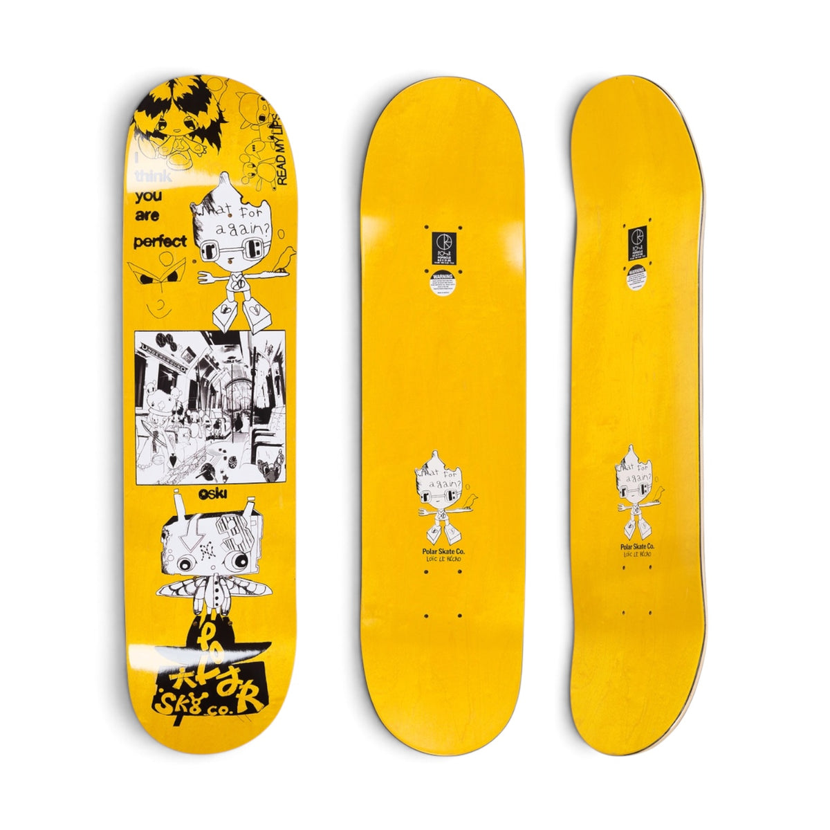 Polar Skate Co. Oski Rozenberg “I Think You Perfect” Deck - Yellow 8.0”