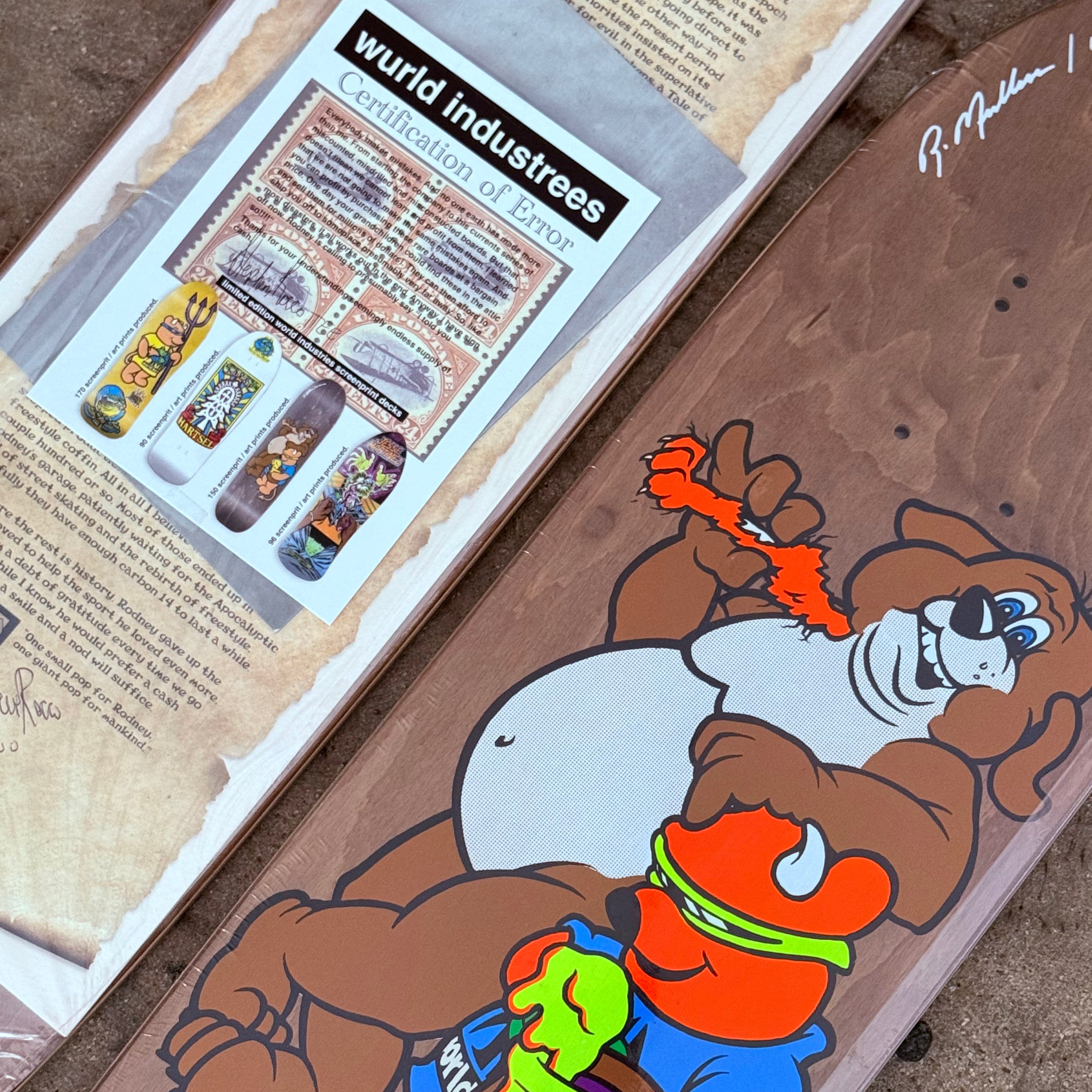 World Industries LTD Rodney Mullen Bear Screenprinted Autographed Deck - 7.375