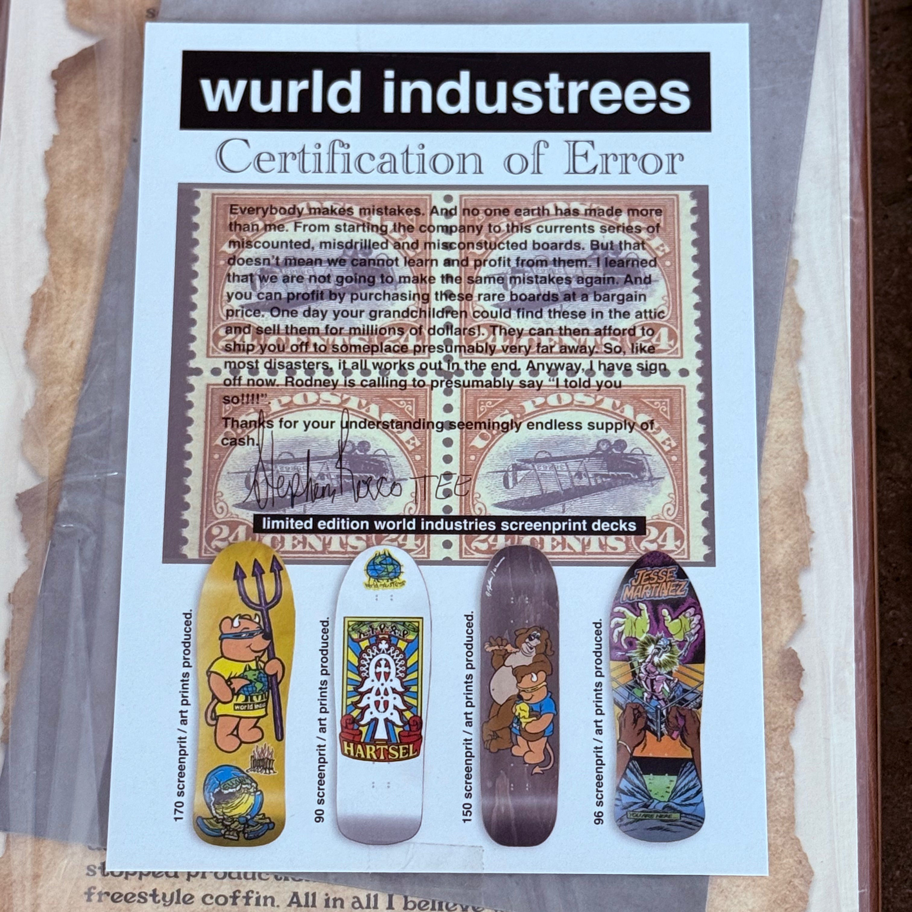 World Industries LTD Rodney Mullen Bear Screenprinted Autographed Deck - 7.375
