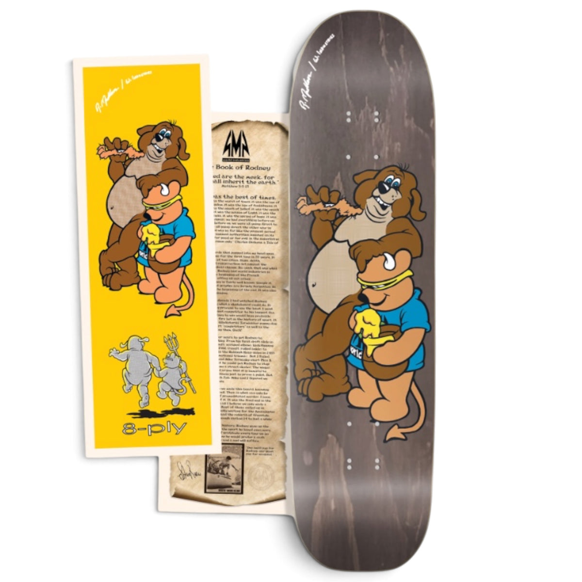 World Industries LTD Rodney Mullen Bear Screenprinted Autographed Deck - 7.375